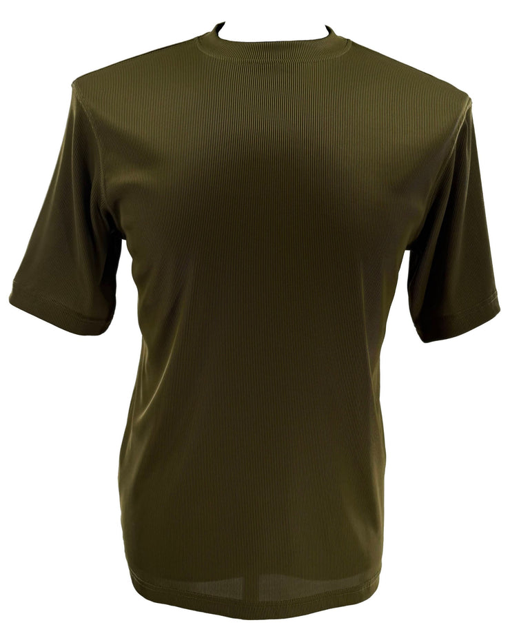 Log In Short Sleeve Mock Neck Men's T-Shirt - Solid Pattern Olive #218
