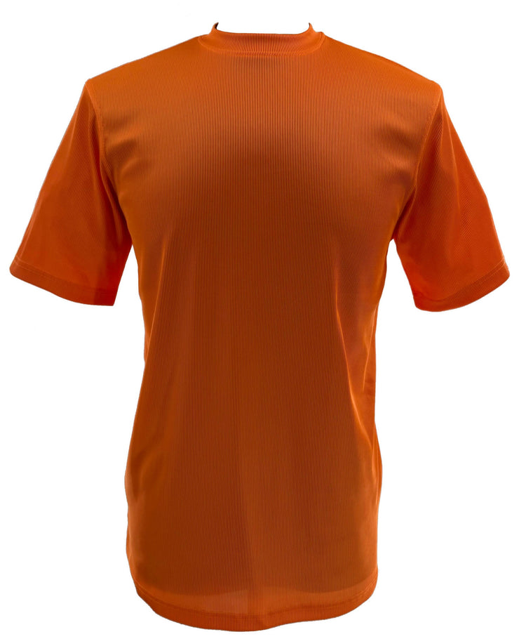 Log In Short Sleeve Mock Neck Men's T-Shirt - Solid Pattern Orange #218