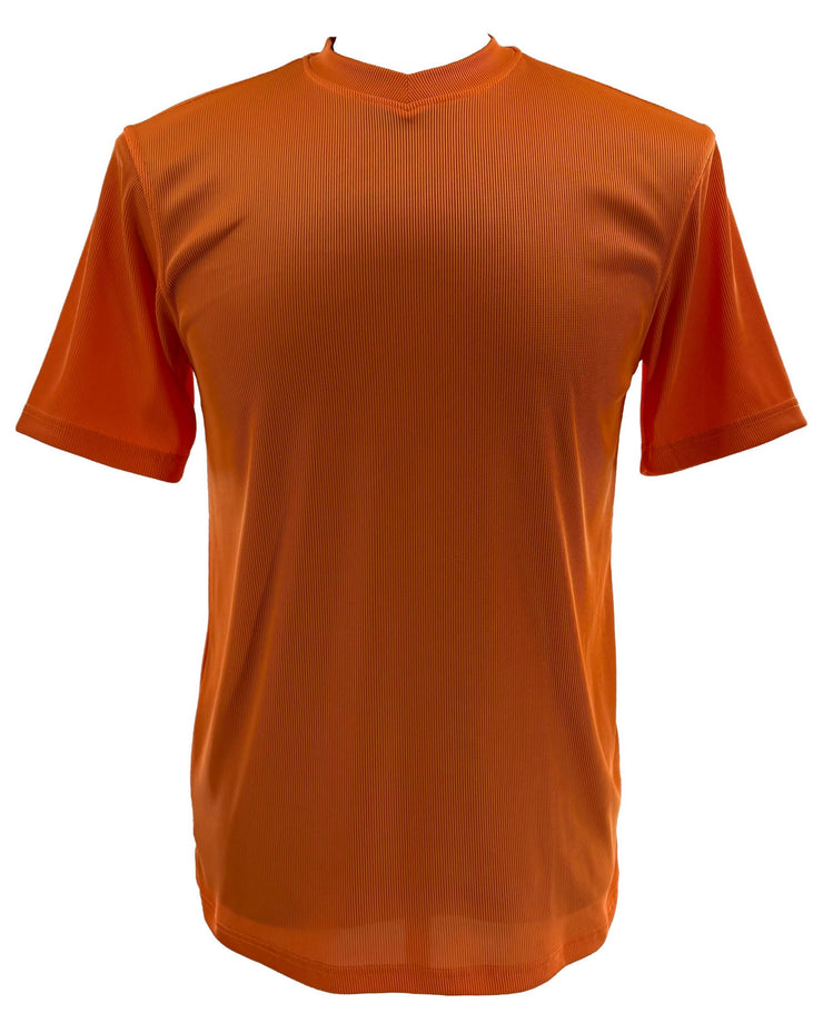 Log In Short Sleeve V Neck Men's T-Shirt - Solid Pattern Orange #219