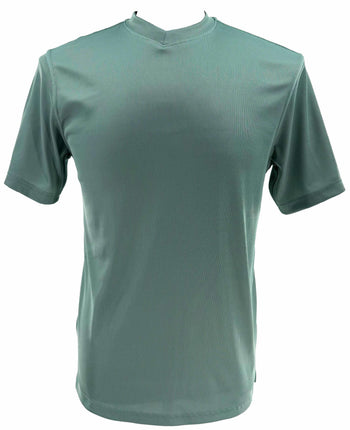 Log In Short Sleeve V Neck Men's T-Shirt - Solid Pattern Blue Green #219