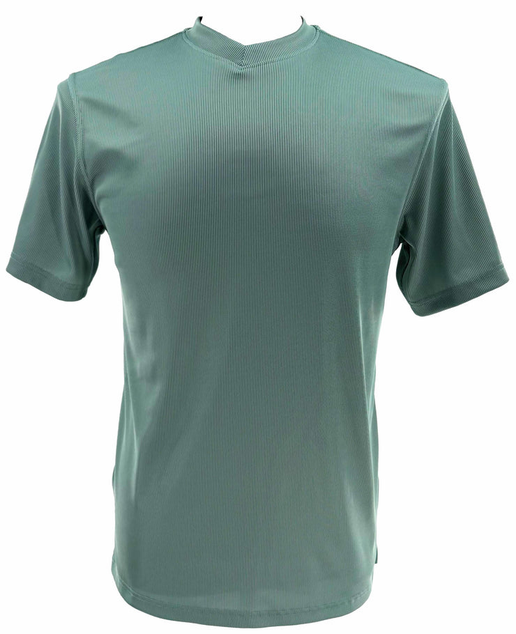 Log In Short Sleeve V Neck Men's T-Shirt - Solid Pattern Blue Green #219