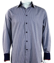 Cado Long Sleeve Button Down Men's Fashion Shirt - Overall Pattern Navy Blue #235