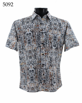 Bassiri Short Sleeve Button Down Casual Printed Men's Shirt - Abstract Pattern #5092