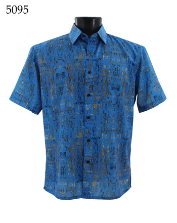 Bassiri Short Sleeve Button Down Casual Printed Men's Shirt - Abstract Pattern  #5095