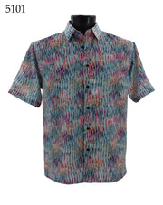 Bassiri Short Sleeve Button Down Casual Printed Men's Shirt - Abstract Pattern  #5101