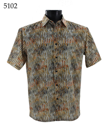 Bassiri Short Sleeve Button Down Casual Printed Men's Shirt - Abstract Pattern  #5102