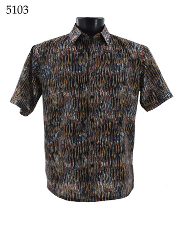 Bassiri Short Sleeve Button Down Casual Printed Men's Shirt - Abstract Pattern  #5103