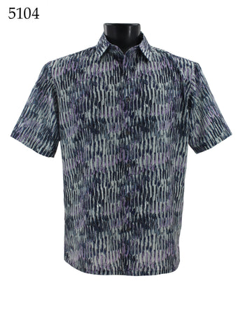 Bassiri Short Sleeve Button Down Casual Printed Men's Shirt - Abstract Pattern  #5104