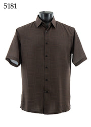 Bassiri Short Sleeve Button Down Casual Printed Men's Shirt -Dotted Lines Pattern #5181