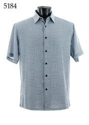 Bassiri Short Sleeve Button Down Casual Printed Men's Shirt -Dotted Lines Pattern #5184