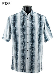 Bassiri Short Sleeve Button Down Casual Printed Men's Shirt -Vertical Ray Pattern #5185
