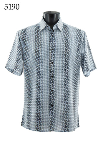 Bassiri Short Sleeve Button Down Casual Printed Men's Shirt -Cross Pattern #5190
