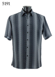 Bassiri Short Sleeve Button Down Casual Printed Men's Shirt -Cross Pattern #5191
