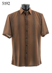 Bassiri Short Sleeve Button Down Casual Printed Men's Shirt -Cross Pattern #5192