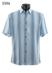 Bassiri Short Sleeve Button Down Casual Printed Men's Shirt -Cross Pattern #5194