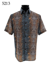 Bassiri Short Sleeve Button Down Casual Printed Men's Shirt - Abstract Pattern #5213