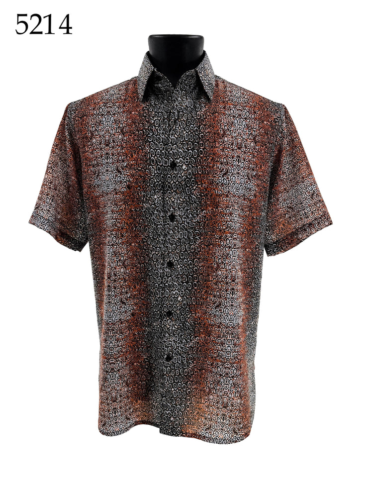 Bassiri Short Sleeve Button Down Casual Printed Men's Shirt - Abstract Pattern #5214