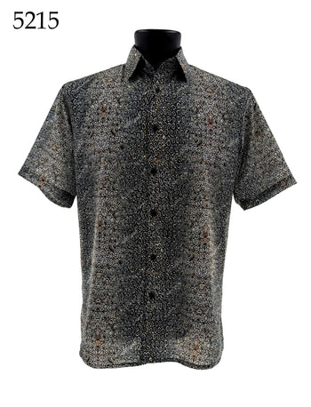 Bassiri Short Sleeve Button Down Casual Printed Men's Shirt - Abstract Pattern #5215