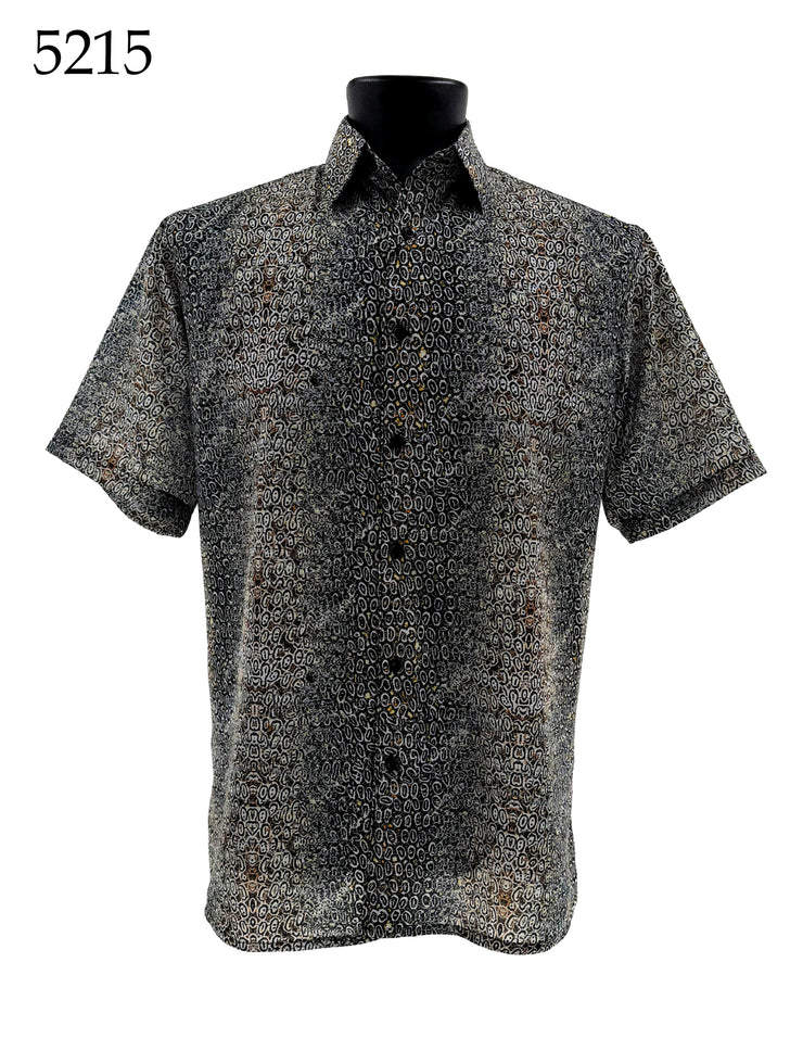 Bassiri Short Sleeve Button Down Casual Printed Men's Shirt - Abstract Pattern #5215