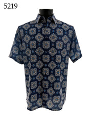 Bassiri Short Sleeve Button Down Casual Printed Men's Shirt - Geometric Pattern #5219