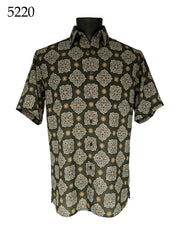 Bassiri Short Sleeve Button Down Casual Printed Men's Shirt - Geometric Pattern #5220