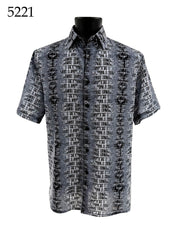 Bassiri Short Sleeve Button Down Casual Printed Men's Shirt - Abstract Pattern #5221