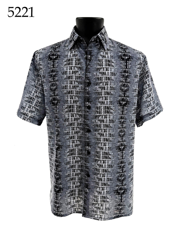 Bassiri Short Sleeve Button Down Casual Printed Men's Shirt - Abstract Pattern #5221