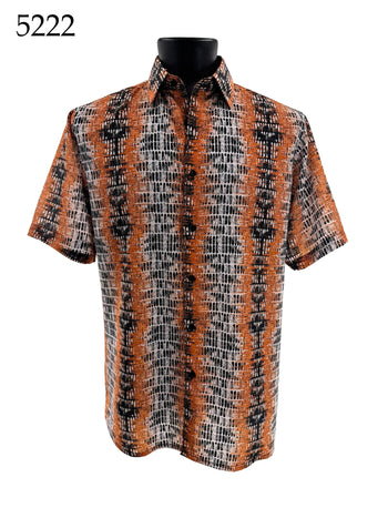 Bassiri Short Sleeve Button Down Casual Printed Men's Shirt - Abstract Pattern #5222