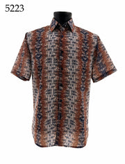 Bassiri Short Sleeve Button Down Casual Printed Men's Shirt - Abstract Pattern #5223