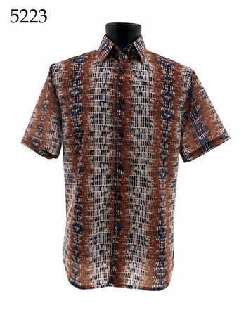 Bassiri Short Sleeve Button Down Casual Printed Men's Shirt - Abstract Pattern #5223