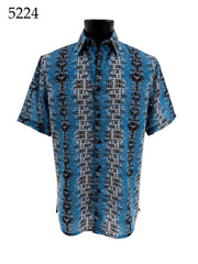 Bassiri Short Sleeve Button Down Casual Printed Men's Shirt - Abstract Pattern #5224