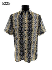 Bassiri Short Sleeve Button Down Casual Printed Men's Shirt - Abstract Pattern #5225