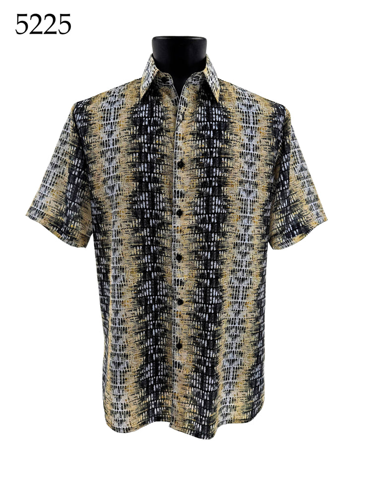 Bassiri Short Sleeve Button Down Casual Printed Men's Shirt - Abstract Pattern #5225