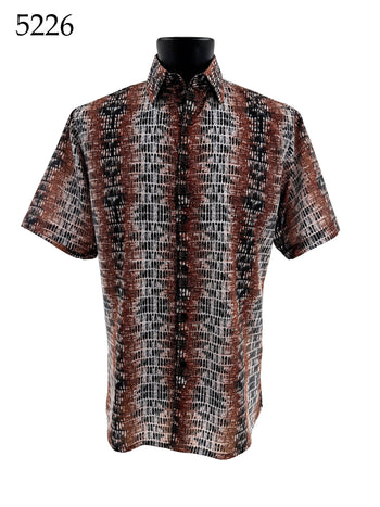 Bassiri Short Sleeve Button Down Casual Printed Men's Shirt - Abstract Pattern #5226