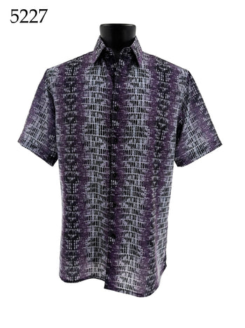 Bassiri Short Sleeve Button Down Casual Printed Men's Shirt - Abstract Pattern #5227