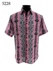Bassiri Short Sleeve Button Down Casual Printed Men's Shirt - Abstract Pattern #5228