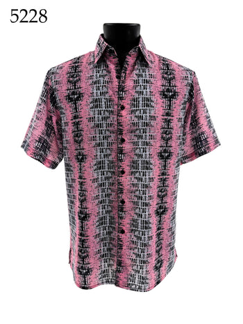 Bassiri Short Sleeve Button Down Casual Printed Men's Shirt - Abstract Pattern #5228
