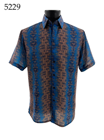 Bassiri Short Sleeve Button Down Casual Printed Men's Shirt - Abstract Pattern #5229