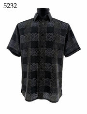 Bassiri Short Sleeve Button Down Casual Printed Men's Shirt - Geometric Pattern #5232