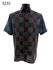Bassiri Short Sleeve Button Down Casual Printed Men's Shirt - Geometric Pattern #5233