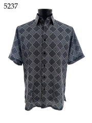 Bassiri Short Sleeve Button Down Casual Printed Men's Shirt - Diamonds Pattern #5237