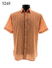 Bassiri Short Sleeve Button Down Casual Printed Men's Shirt - Geometric Pattern #5248
