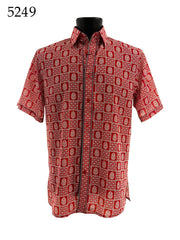 Bassiri Short Sleeve Button Down Casual Printed Men's Shirt - Geometric Pattern #5249