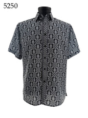 Bassiri Short Sleeve Button Down Casual Printed Men's Shirt - Geometric Pattern #5250
