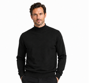 Bassiri Mock Neck Men's Sweater - Solid Pattern Black #630