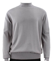 Bassiri Mock Neck Men's Sweater - Solid Pattern Grey #630