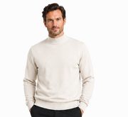 Bassiri Mock Neck Men's Sweater - Solid Pattern Ivory #630