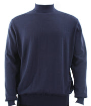 Bassiri Mock Neck Men's Sweater - Solid Pattern Navy #630