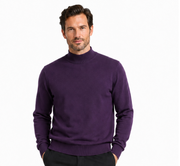 Bassiri Mock Neck Men's Sweater - Solid Pattern Purple #630