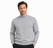 Bassiri Mock Neck Men's Sweater - Solid Pattern Silver #630